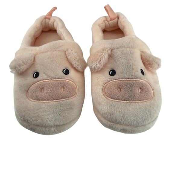 Old Navy Pink Piggie Critter Slippers Unisex Toddler Size Small 7-8 - Picture 1 of 5